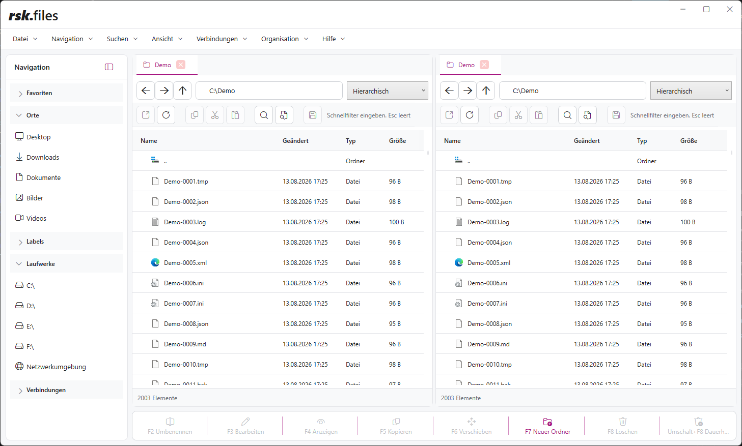 rsk.files with two independent file panes on Windows