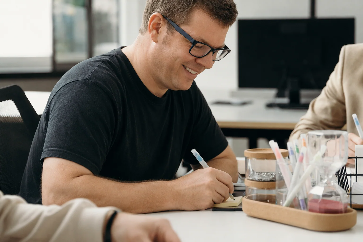 Christian Rüsken organising and sketching ideas
